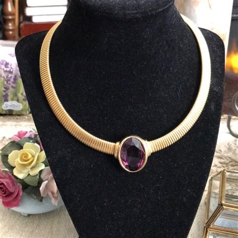 christian dior amethyst necklace|Christian Dior crystal necklace.